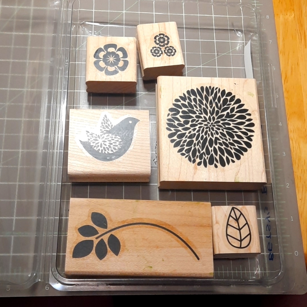 Betsy's Blossoms rubber wood mount stamp set